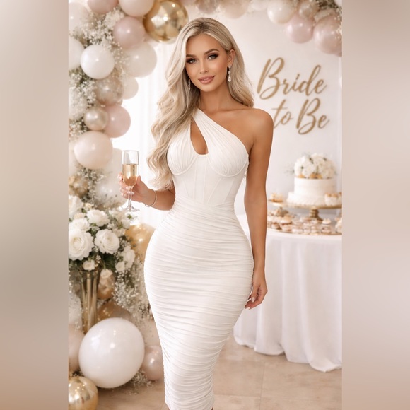 House of CB Dresses & Skirts - House of CB Valentina IVORY ASYMMETRIC CUTOUT MIDI/Maxi DRESS